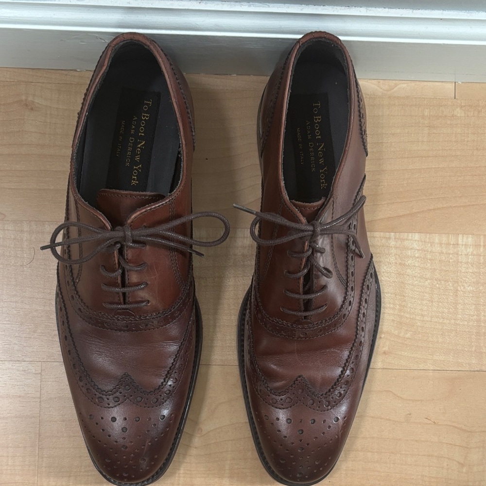 To Boot Brown Leather Wingtip Derby Oxfords